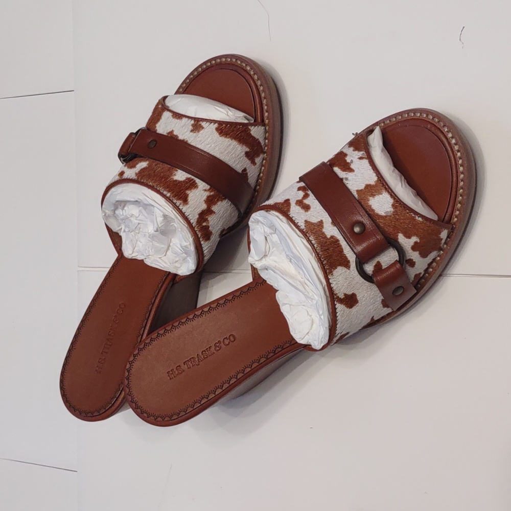 Trask NIB leather pony-print wedge sandals - 7.5W